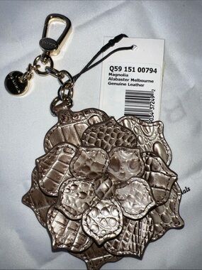 Brahmin Alabaster Magnolia charm key fob NWT